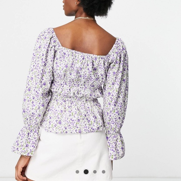 influence asos long sleeve floral blouse - Picture 3 of 5